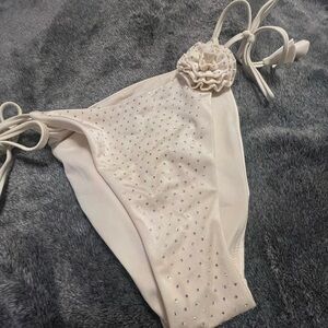 Victoria Secret Cream Bikini Bottom with Rhinestones